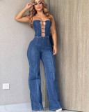 Sultry Strapless Denim Jumpsuit