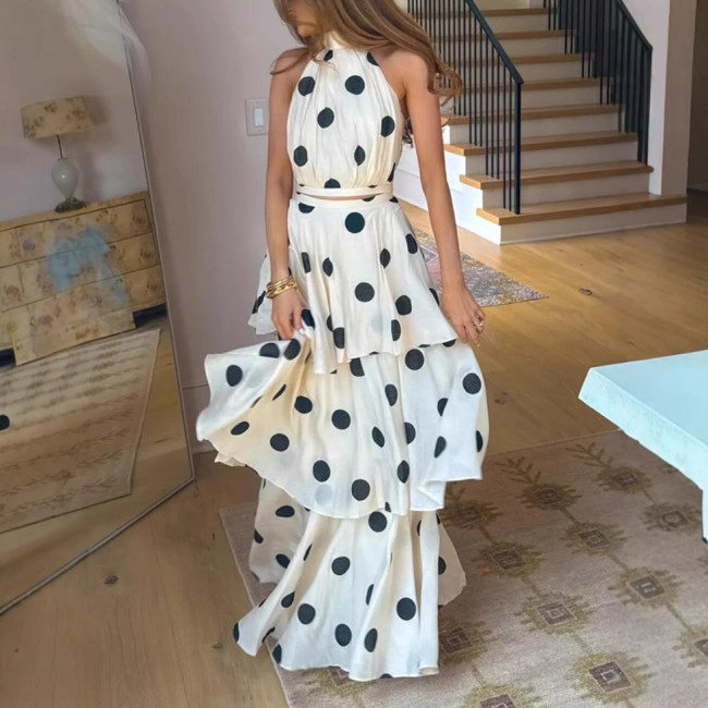 Polka Dot Halter Cake Skirt Co-ord Set