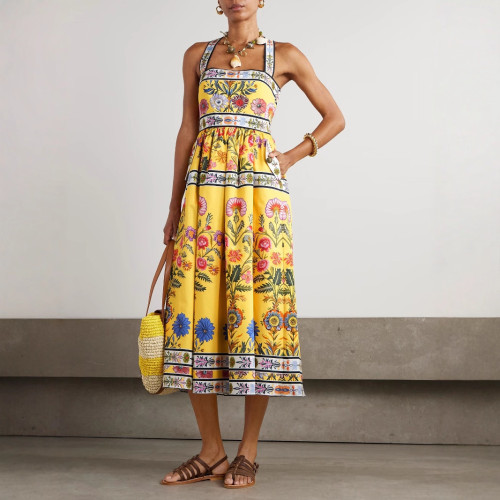 Spaghetti Strap Pocket Printed Summer Dress