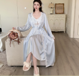 Sensual Open-Back Ice Silk Nightgown