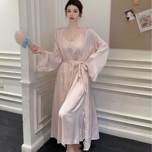 Open-Back Ice Silk Nightgown