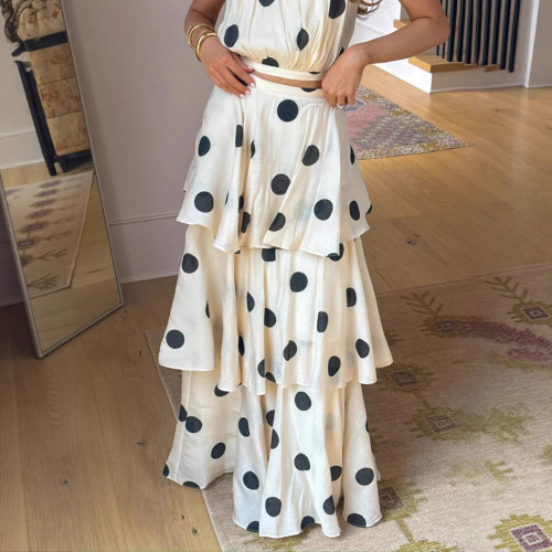 Polka Dot Halter Cake Skirt Co-ord Set