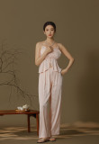 Luxurious Silk-Feel Ice Silk 3-Piece Pajama Set with Camisole