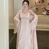 Sensual Open-Back Ice Silk Nightgown