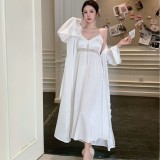 Sensual Open-Back Ice Silk Nightgown