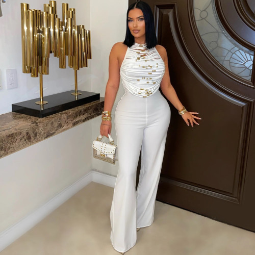 Women High Neck Sleeveless Jumpsuit