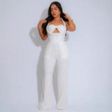 High-Waist Braided Strap Sleeveless Wide-Leg Jumpsuit