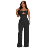 High-Waist Braided Strap Sleeveless Wide-Leg Jumpsuit
