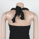 High-Waist Braided Strap Sleeveless Wide-Leg Jumpsuit