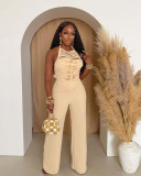 Women High Neck Sleeveless Jumpsuit