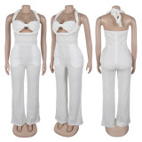 High-Waist Braided Strap Sleeveless Wide-Leg Jumpsuit