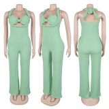 High-Waist Braided Strap Sleeveless Wide-Leg Jumpsuit