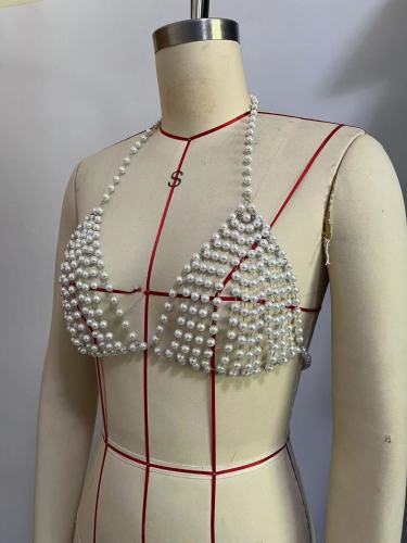 Handcrafted Pearl Beach Bralette Body Chain