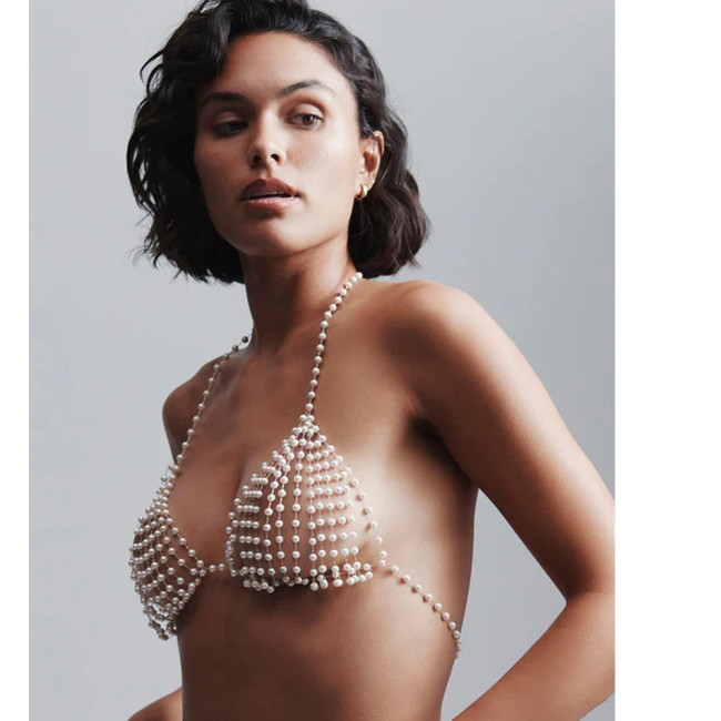 Handcrafted Pearl Beach Bralette Body Chain