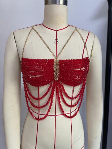 Ethereal Beaded Halter Vest Body Chain