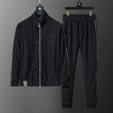 Flocked Print Athleisure Tracksuit