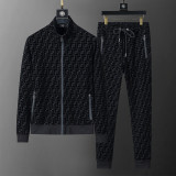 Flocked Print Athleisure Tracksuit