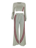 Striped Casual Long Sleeve Top and Matching Jogger Pants