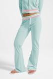 Women Casual Ribbed Contrast Hooded Two-Piece Top and Pant