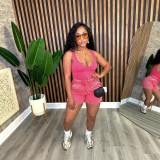 Cotton-Blend Padded Shorts & Sexy Tank Top Set