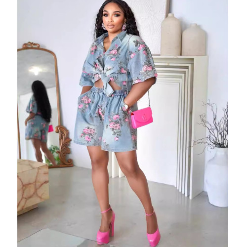 Floral Denim Co-ord Set