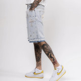 Rhinestone Cross Slim-Fit Denim Shorts