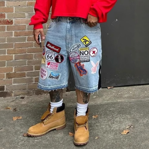 Urban Edge Graphic Print Denim Shorts