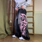 Unisex Dragging Printed Denim Pants Blade Colossus Jeans