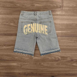 Rhinestone Cross Slim-Fit Denim Shorts