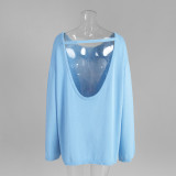 Relaxed Backless Comfort Cotton Knit Sweater