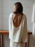 Relaxed Backless Comfort Cotton Knit Sweater