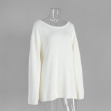Relaxed Backless Comfort Cotton Knit Sweater