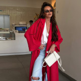Cotton-Linen Relaxed Lapel Tie-Waist Maxi Robe Dress
