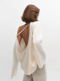 Relaxed Backless Comfort Cotton Knit Sweater