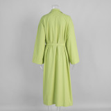 Cotton-Linen Relaxed Lapel Tie-Waist Maxi Robe Dress