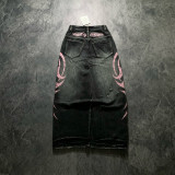 Unisex Dragging Printed Denim Pants Blade Colossus Jeans