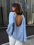 Relaxed Backless Comfort Cotton Knit Sweater