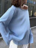 Relaxed Backless Comfort Cotton Knit Sweater