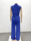 Summer Workwear Ensemble Utility Vest & Wide-Leg Pants Set