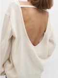 Relaxed Backless Comfort Cotton Knit Sweater
