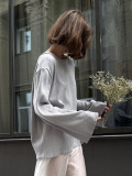 Relaxed Backless Comfort Cotton Knit Sweater
