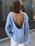 Relaxed Backless Comfort Cotton Knit Sweater