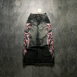 Unisex Dragging Printed Denim Pants Blade Colossus Jeans