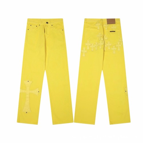 Vintage Cross Embroidered Relaxed Denim Jeans for Couples