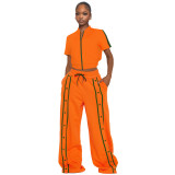 Athletic Zip Bindable Two-Piece Wide-Leg Cargo Tracksuit