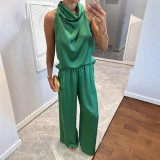 Satin Sleeveless Two-Piece Lounge Set for Women
