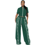 Athletic Zip Bindable Two-Piece Wide-Leg Cargo Tracksuit