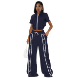Athletic Zip Bindable Two-Piece Wide-Leg Cargo Tracksuit