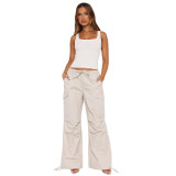 Women's Comfortable Loose Lace-Up Multi-Pocket Straight Cargo Casual Pants