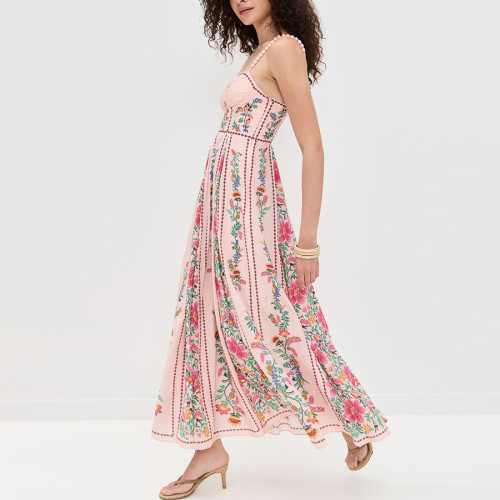 Artisan Positioned floral pattern Spaghetti Strap Dress women